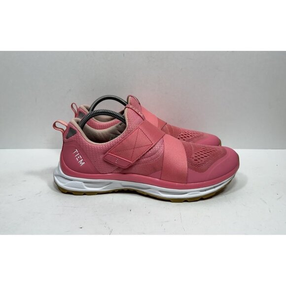 Tiem Slipstream Cycling Shoes Women's Coral Pink Mesh Strap